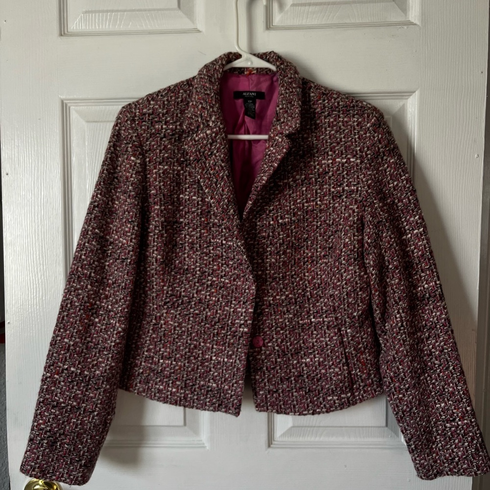 Alfani Women's Tweed Jacket - Black and Pink